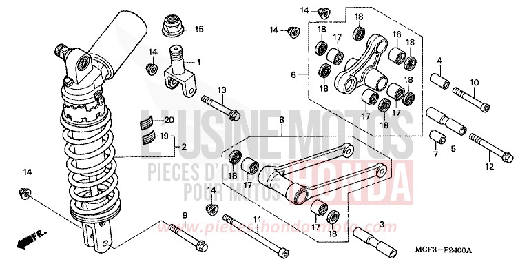 COUSSIN ARRIERE (VTR1000SPY/1) de VTR1000 SP-1 WINNING RED (R258) de 2000